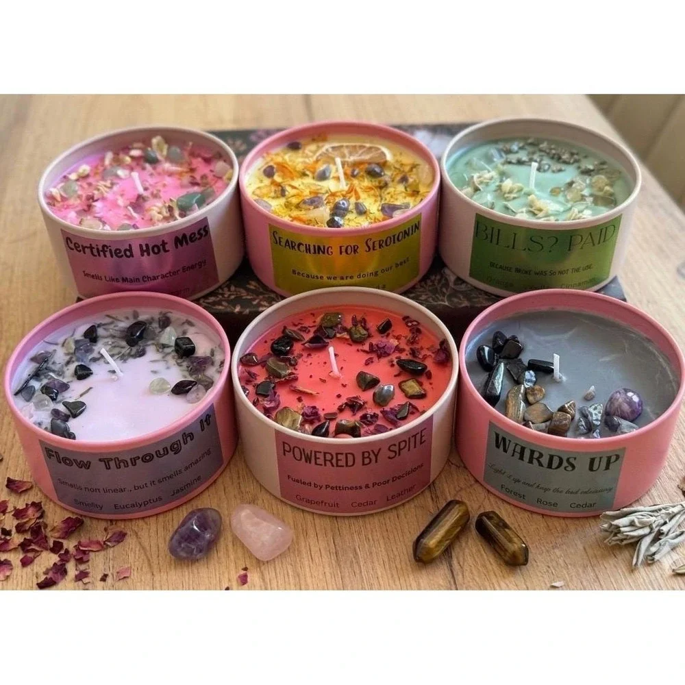 BILLS? PAID Candle – Pyrite, Green Aventurine Wealth Manifestation Candle